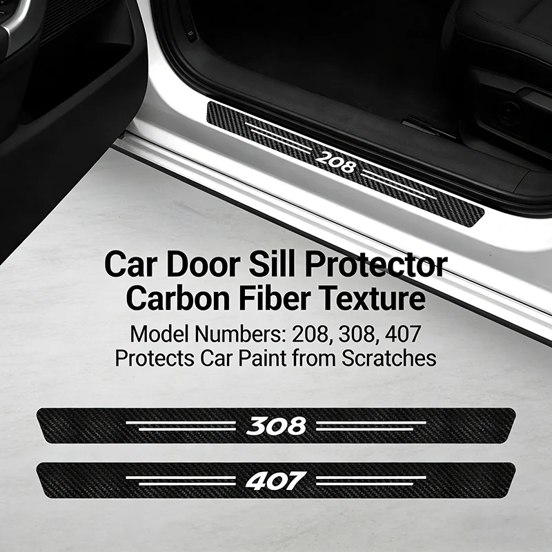 Car door frame kick tailgate threshold protective sticker accessories are suitable for Peugeot 208 3008 308 2008 207 107 508 607