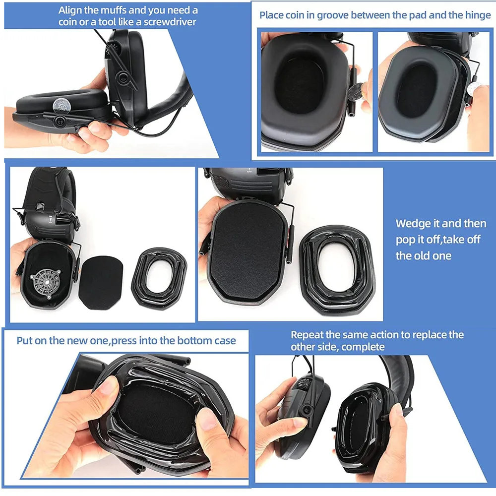 Tactical Headphone Hearing Protection Shooting Headset Gel Ear Pad Replacement Pads for Walker's Razor Electronic Earmuffs