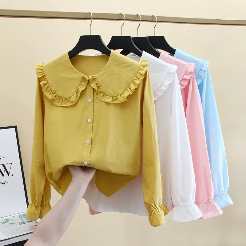 2024 Spring Summer Fashion Solid white Shirts long sleeve shirt woman Casual Tops fall clothes 2024 women office  korean style