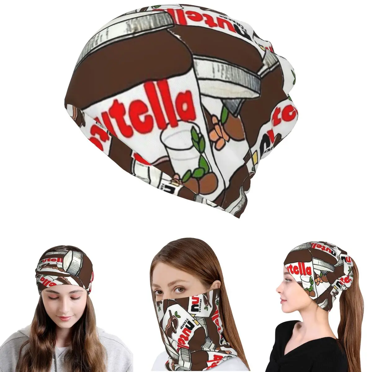 

Jar Of Nutella Chocolate Bandana Neck Cover Wrap Scarf Multi-use Headwear Beanies Hat Unisex Adult Breathable