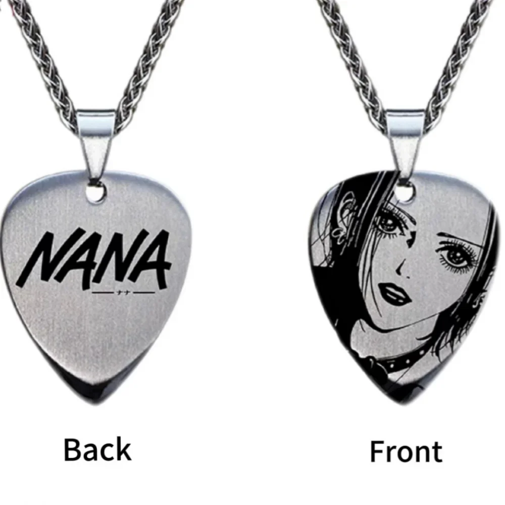 Anime NANA Oosaki Nana Cosplay Necklace Stainless Steel Laser Custom Choker Guitar Pick Pendant Jewelry Accessories Props