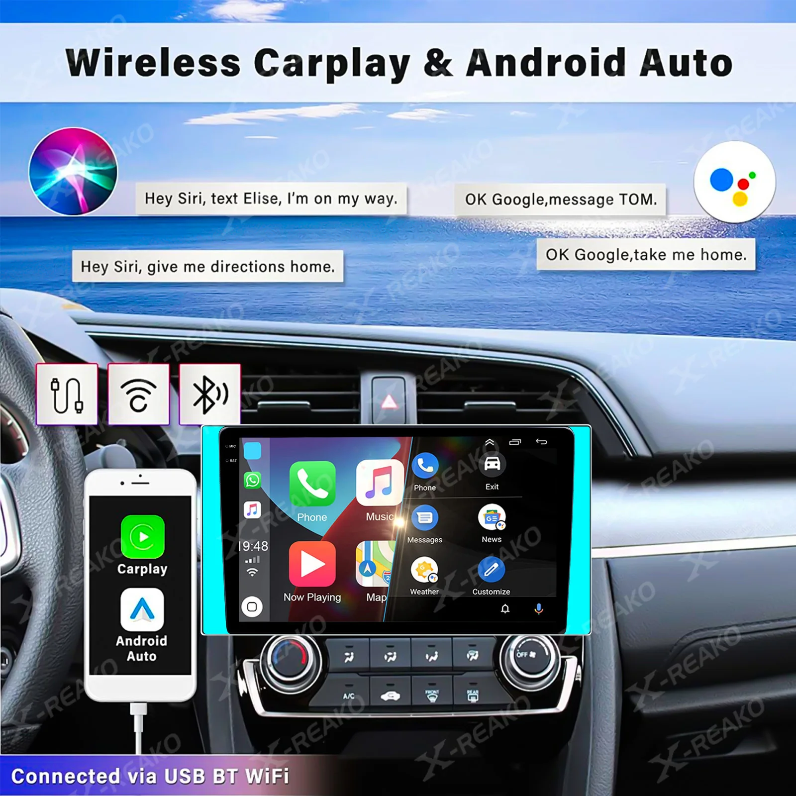 10.1/11.5/12.5 بوصة شاشة 7 ألوان ضوء راديو السيارة أندرويد 2 Din مشغل وسائط متعددة Carplay أندرويد ملحقات السيارات نظام تحديد المواقع صوت السيارة