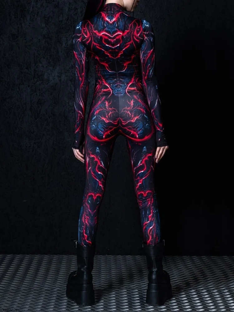 2025 Halloween Party Women's Bodysuit Cosplay Steampunk Costume Stretch Bodysuit Set Cyberpunk Mechanical Silver Armor Tights