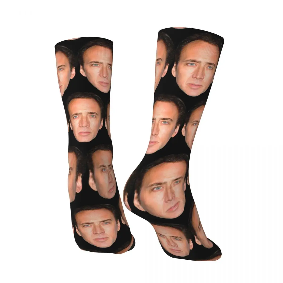 Grappige Nicholas_cage Unisex Sokken Fietsen 3d Print Happy Sokken Streetstyle Gekke Sok