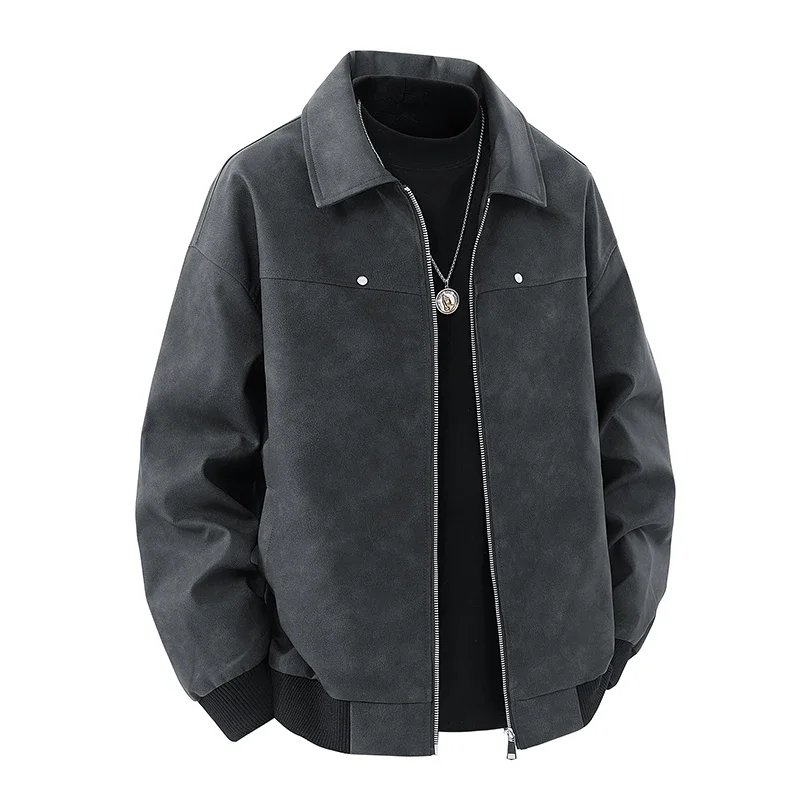 

NEW Trendy Casaul Jacket Men's PU Leather Jacket, Men's Baseball Collar Casual Motorcycleb Tops