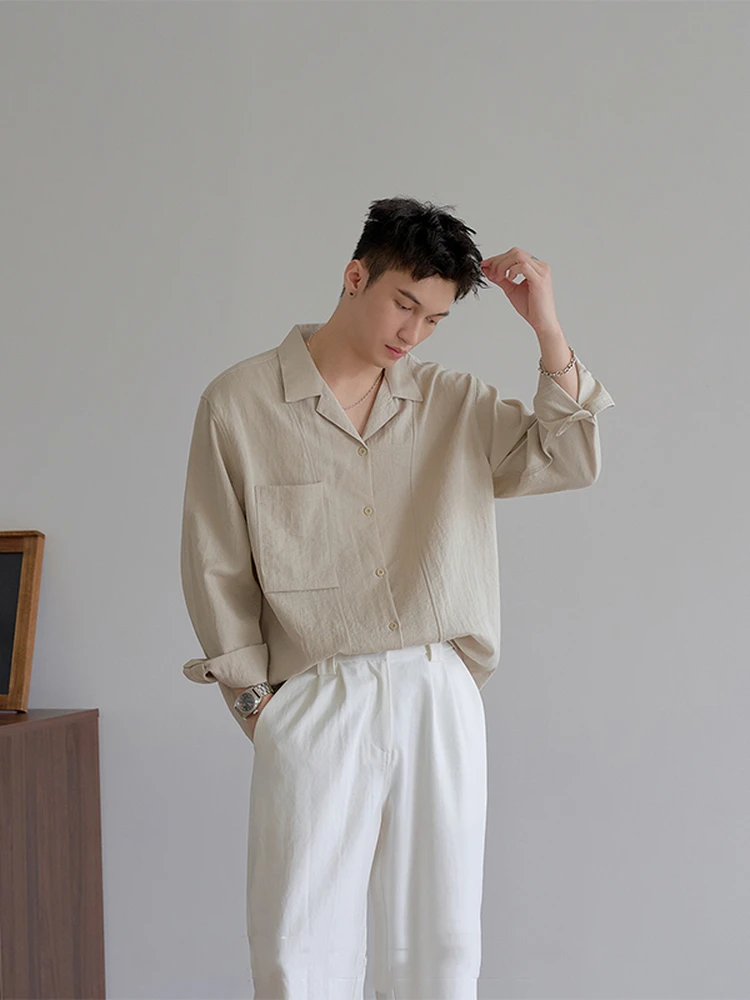 

Мужская рубашка с кубинским воротником в стиле ретро, немнущаяся, свободного кроя, универсальная, из полиэфирного волокна, с длинным рукавом, на пуговицах, цветная