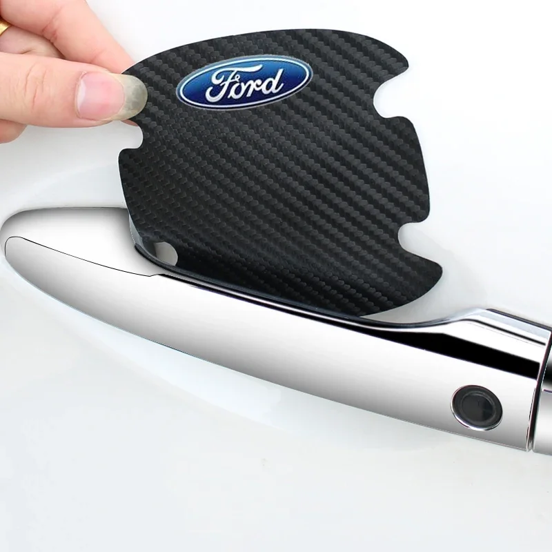 Carbon Fiber Car Door Handle Bowl Emblem Sticker for Ford Focus 3 Fiesta Mk6 Transit Ranger Kuga Mondeo Explorer Ecosport Galaxy