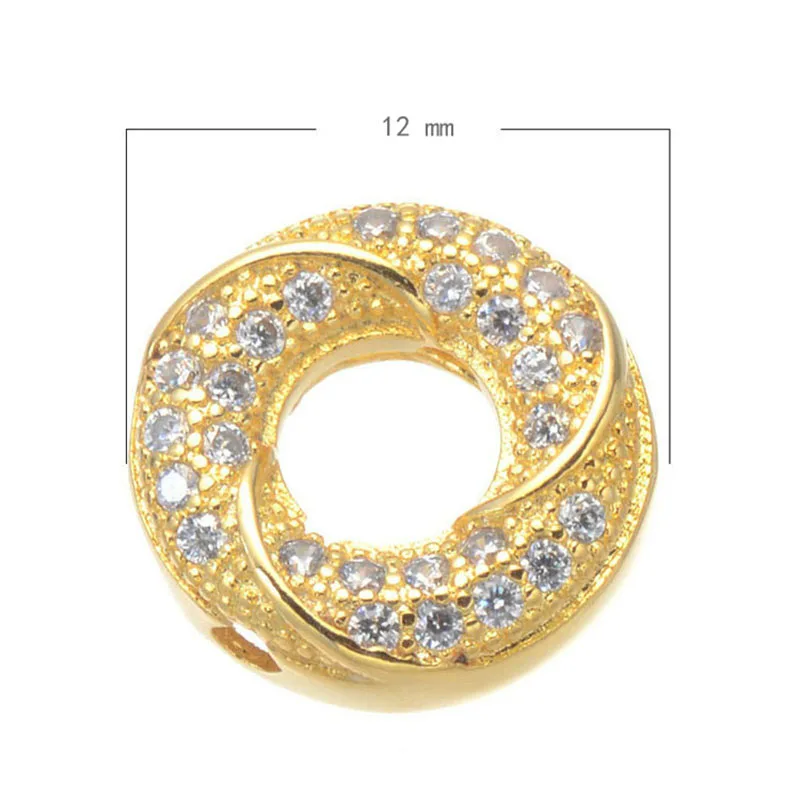 Juya 2 4PCS/Lot Wholesale Micro Pave Zircon Round Circle Spacer Beads For DIY Decorative Natural Stones Pearls Jewelry Making