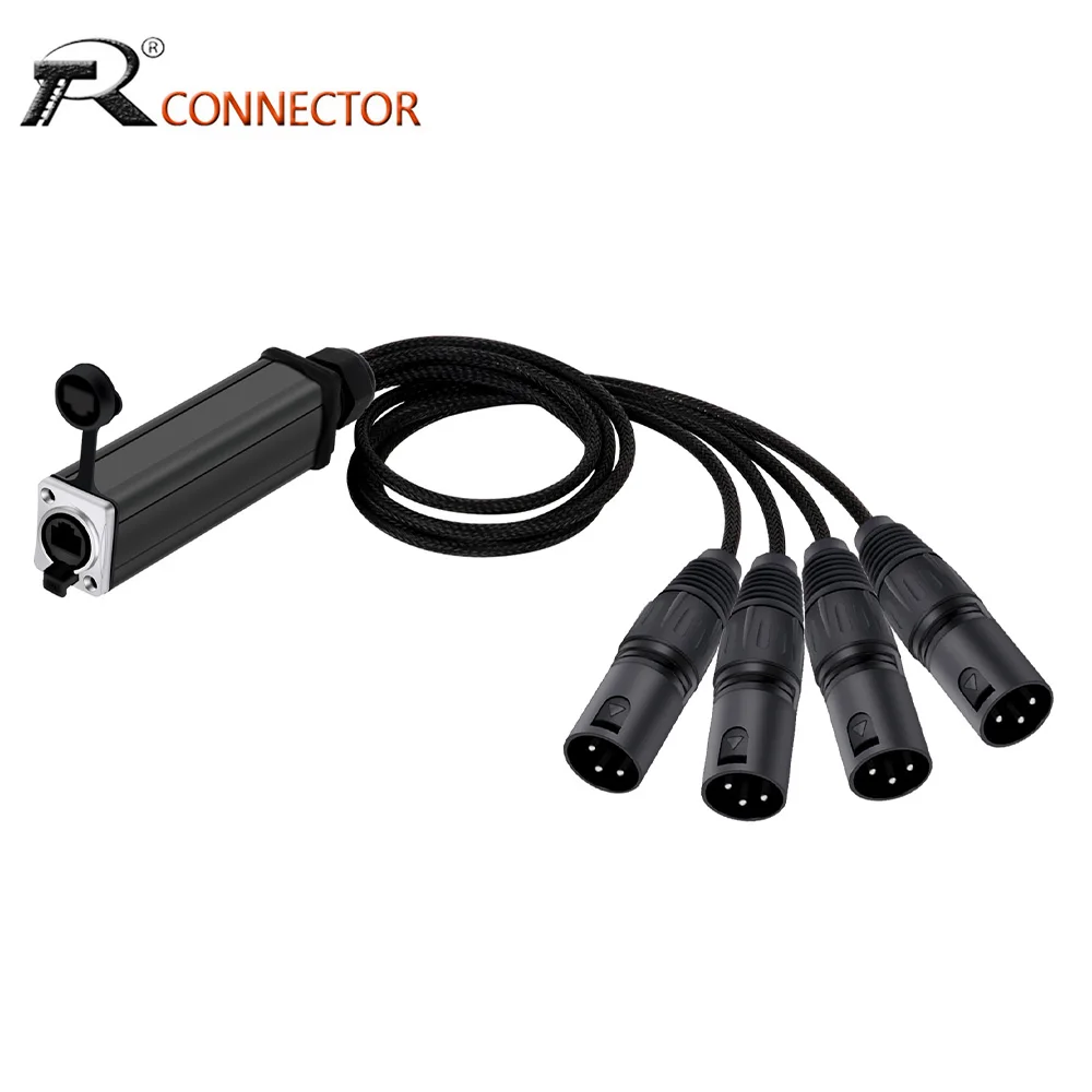 

RJ45 CAT5 to Audio Snake 4-канальный XLR 3-контактный мультисетевой кабельный разветвитель для сценического звука Освещения Студии звукозаписи