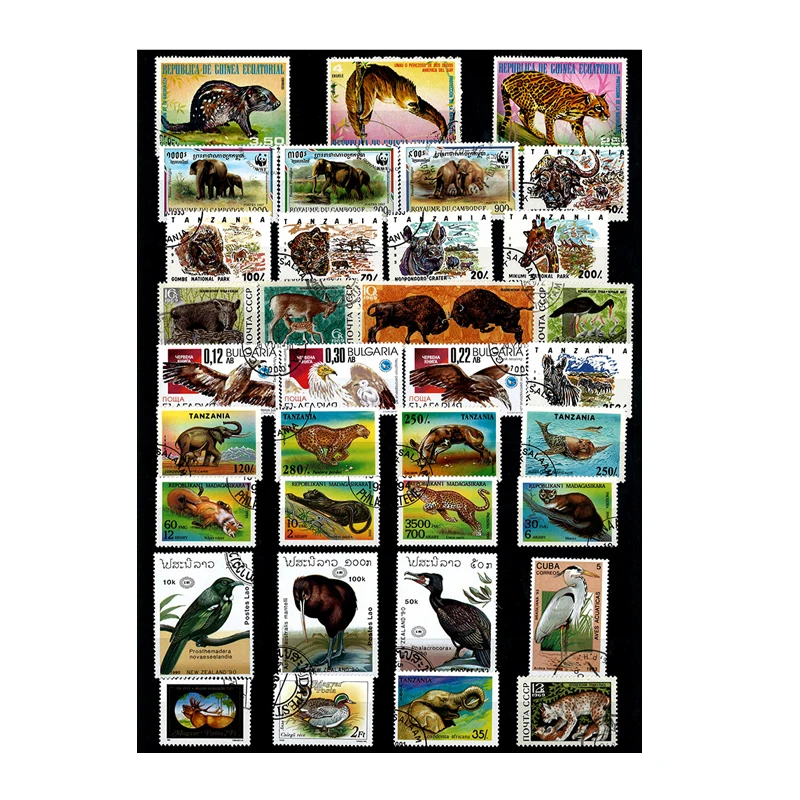 10/50/100 PCS  All Different  Topic Animal Postage Stamps With Post Mark For Collection