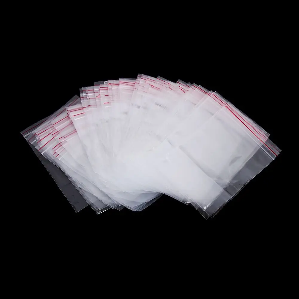 100 pcs/pack Mini Self Adhesive Storage Poly Clear PE Pouch Jewelry Zip Bags Plastic