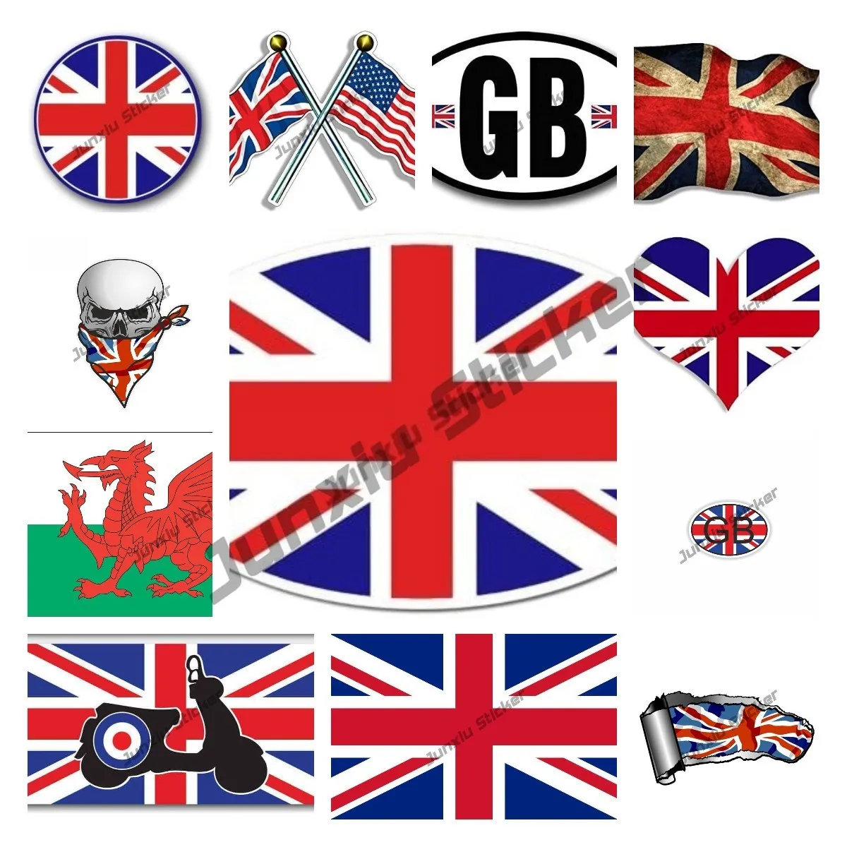 

Personality Great Britain UK United Kingdom England National Flag Car Stickers Love Racing Helmet Fuel Tank Decoration