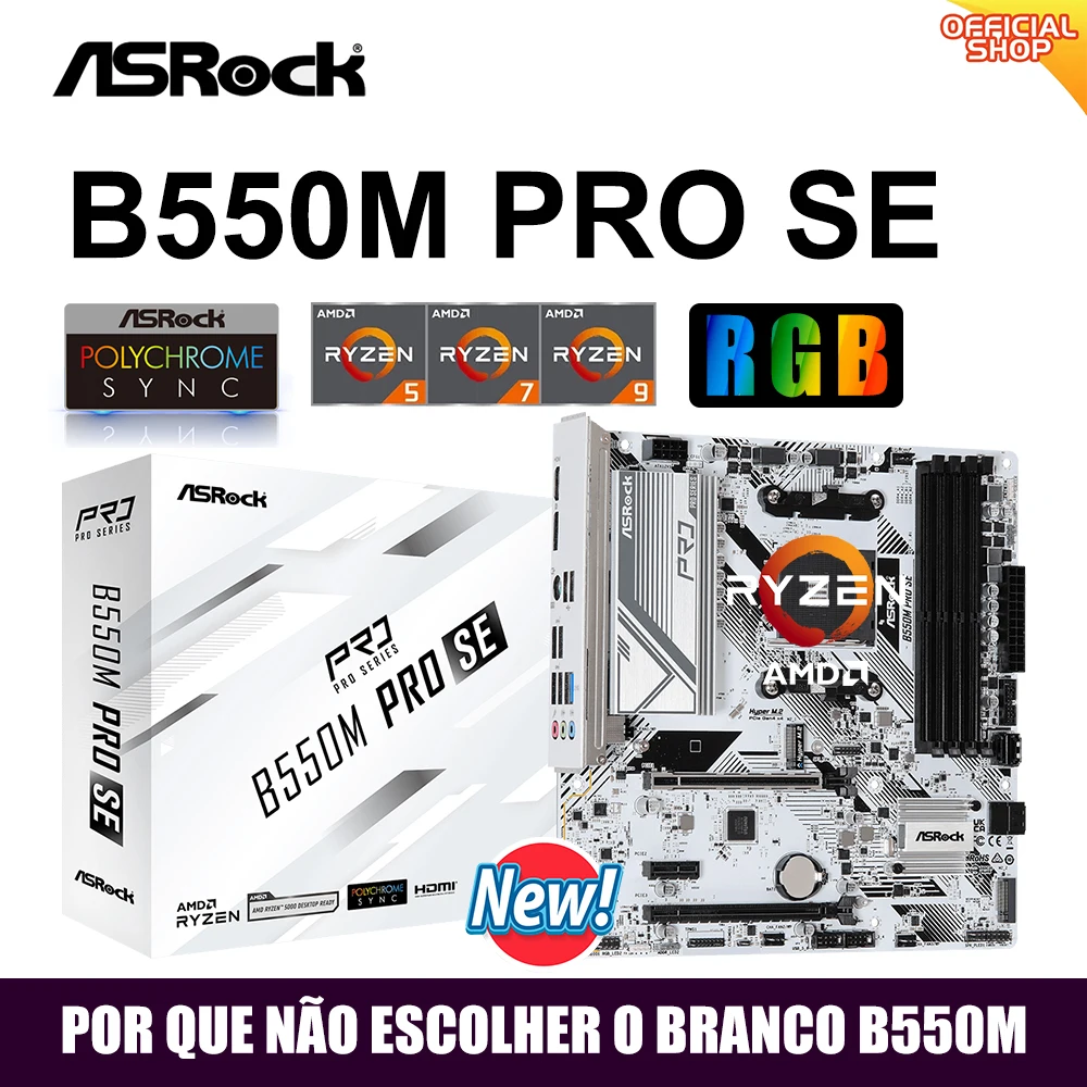 Asrock-マザーボードb550mpro se amd b550, am4, ddr4,容量128GB,pci-e, 4.0 m. 2, sata III,4733 (oc) mhz, usb 3