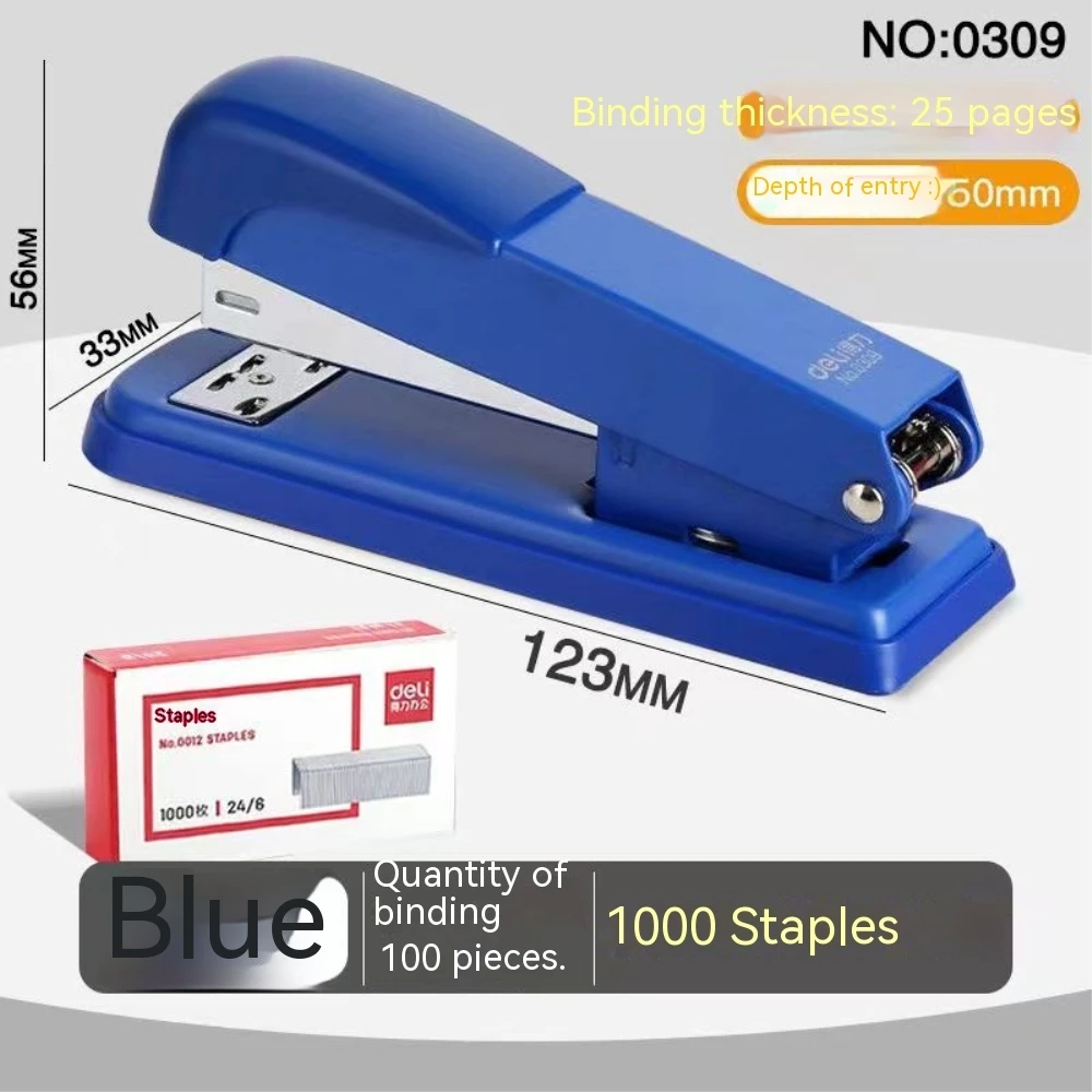 Manual Stapler 25 Sheets Effortless Stapler Paper Book Binding Stapling Machine School Office Supplies with 1000 Staples