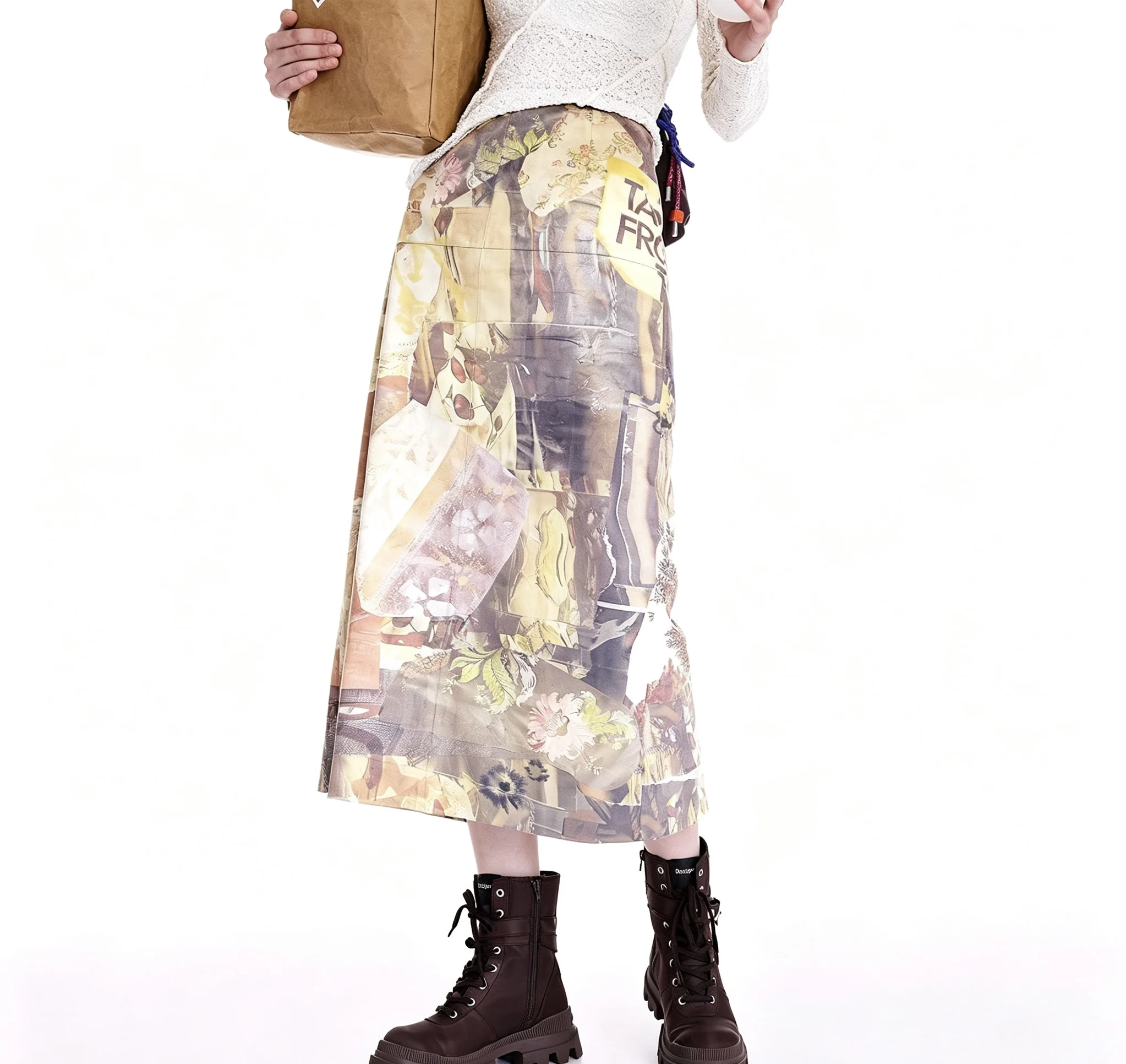 Foreign Trade Spain Original Single Women's Half Skirt Embroidered Flower Irregular Hemp Design Light Luxury Long Skirt