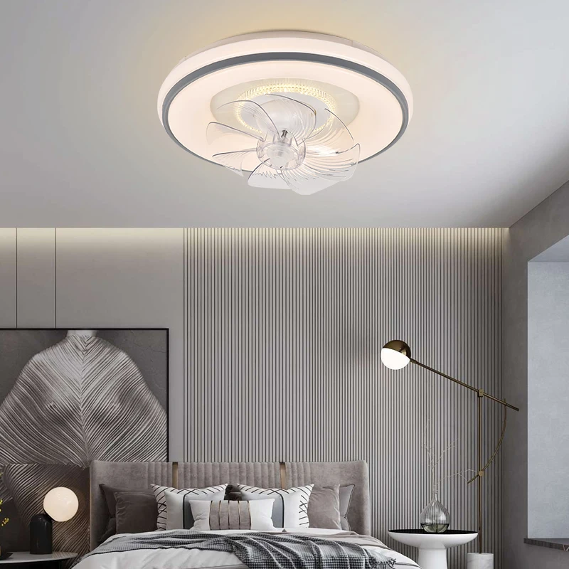 Plafonnier LED avec ventilateur intégré et télécommande, design moderne, luminaire décoratif d'intérieur, idéal pour une chambre à coucher, un salon ou une salle à manger