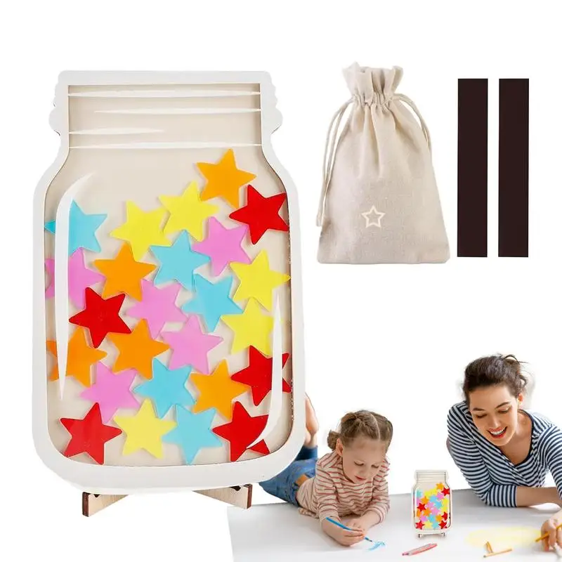 1set Magnetic Reward Jar Back To School Teacher Reward Jar With Magnet Stars Classroom With Tokens(30pcs) Gifts for Kids