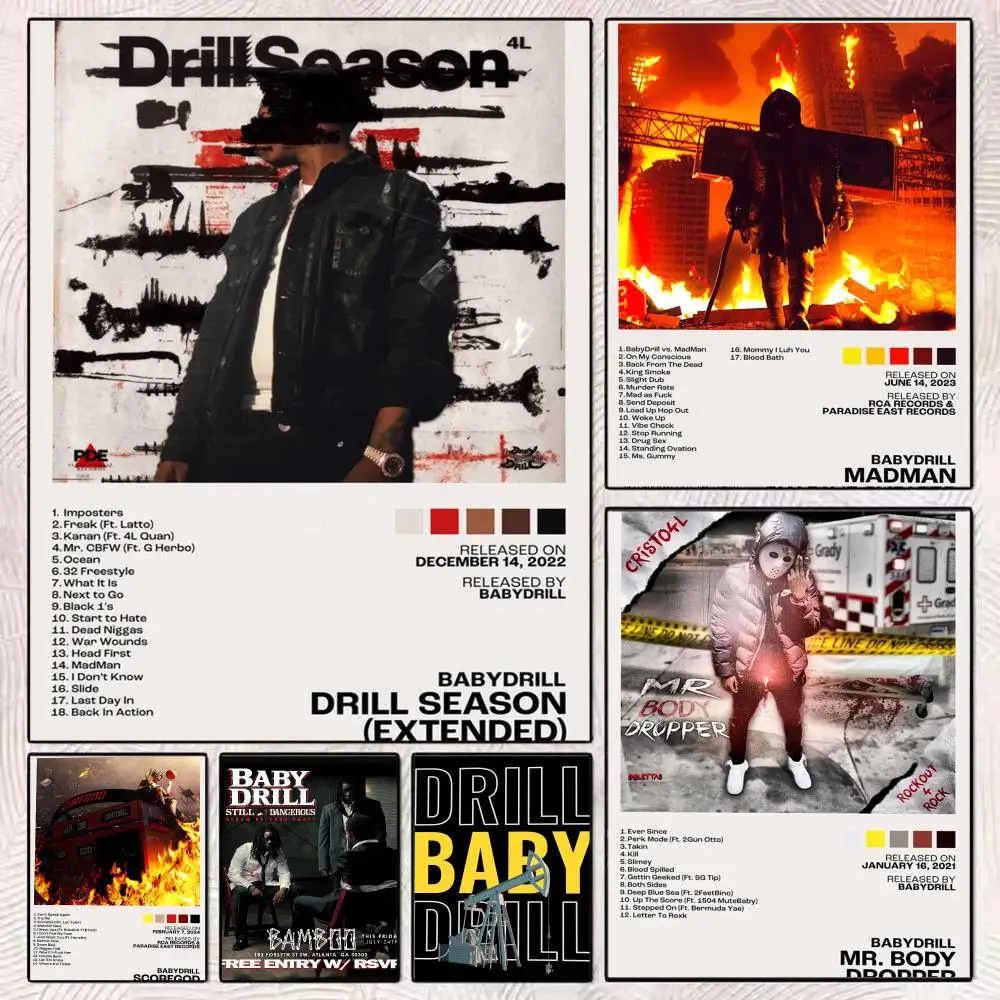 Album Rapper B-BabyDrill Poster PP Wall Decor Posters Celebrity Music Art Prints Bedroom Office Gift