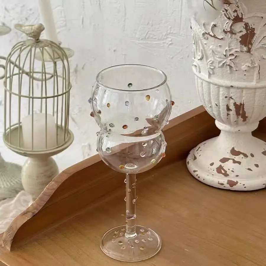 Gem Glass Goblet Wine Glass Cup Luxurious Cocktail Tall Glass Borosilicate Glasses 6