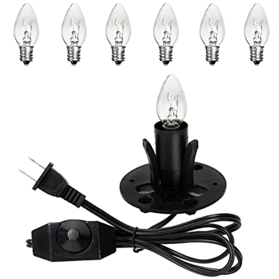 

Himalayan Salt Lamp Cord Replacement with Dimmer Switch and E12 Halogen Salt Lamp Bulbs 6-Pack,5 Feet Salt Lamps Cords with Bas