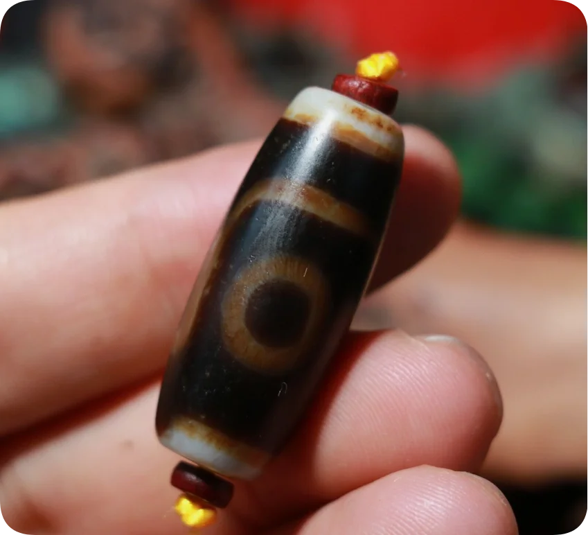 Magic Tibetan Top Old Agate 2 Eye Love Symbol Wide Hole dZi Bead Pendant Amulet