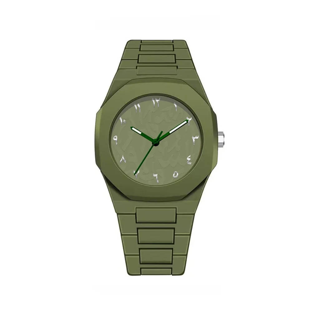 Arabic Dial Waterproof Watch Plastic Strap Color Strap Business Watch Exquisite Design Round Dial Student Sports Wristwatches