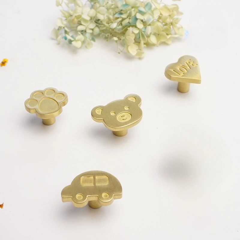 Creative Cartoon Children's Room Cabinet Door Handle Cute Cat Claw Clothes Cabinet Handle European Brass Drawer Knob