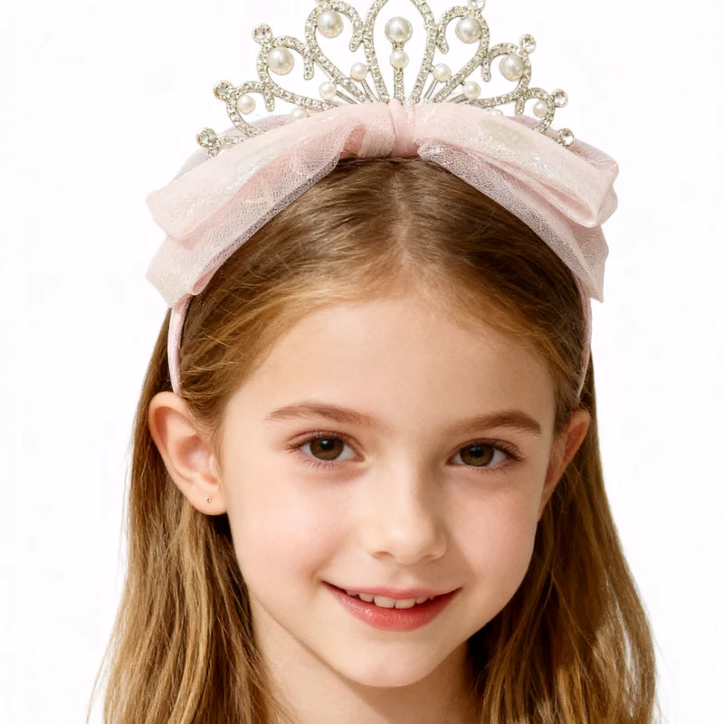 

Diadema de encaje Kawaii para niña, accesorios para el cabello, rosa, azul, regalo de vacaciones para niños, corona de princesa
