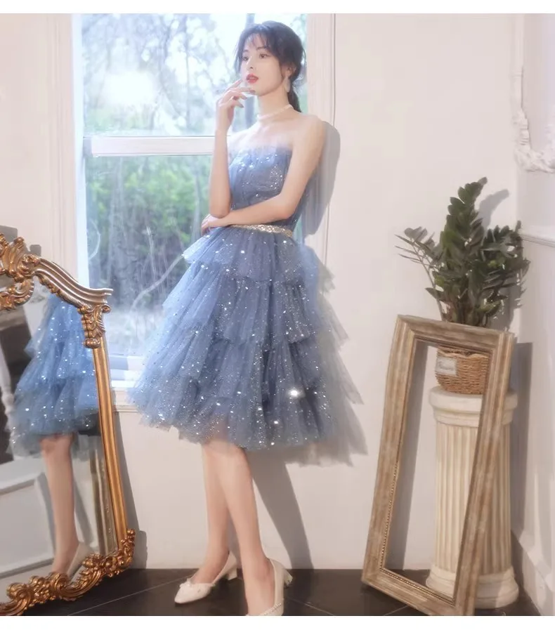 

Short Bridesmaid Dress Wedding Dress for Women Knee-Length Gown in Chiffon Satin Lace Colors