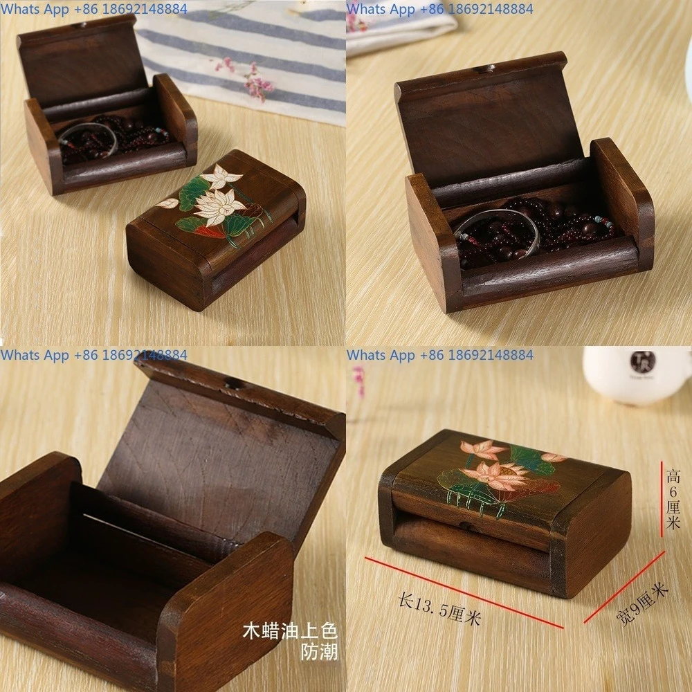 

Wooden Toothpick Box Cotton Swab Holder for Home Storage Vintage Style Small Jewelry Organizer