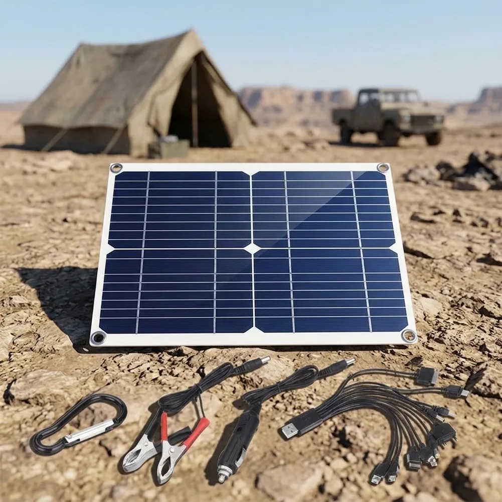 50W Solar Module For 12V USB Charging Monocrystalline Panel Lightweight Portable for RV Car Truck Boat Camping
