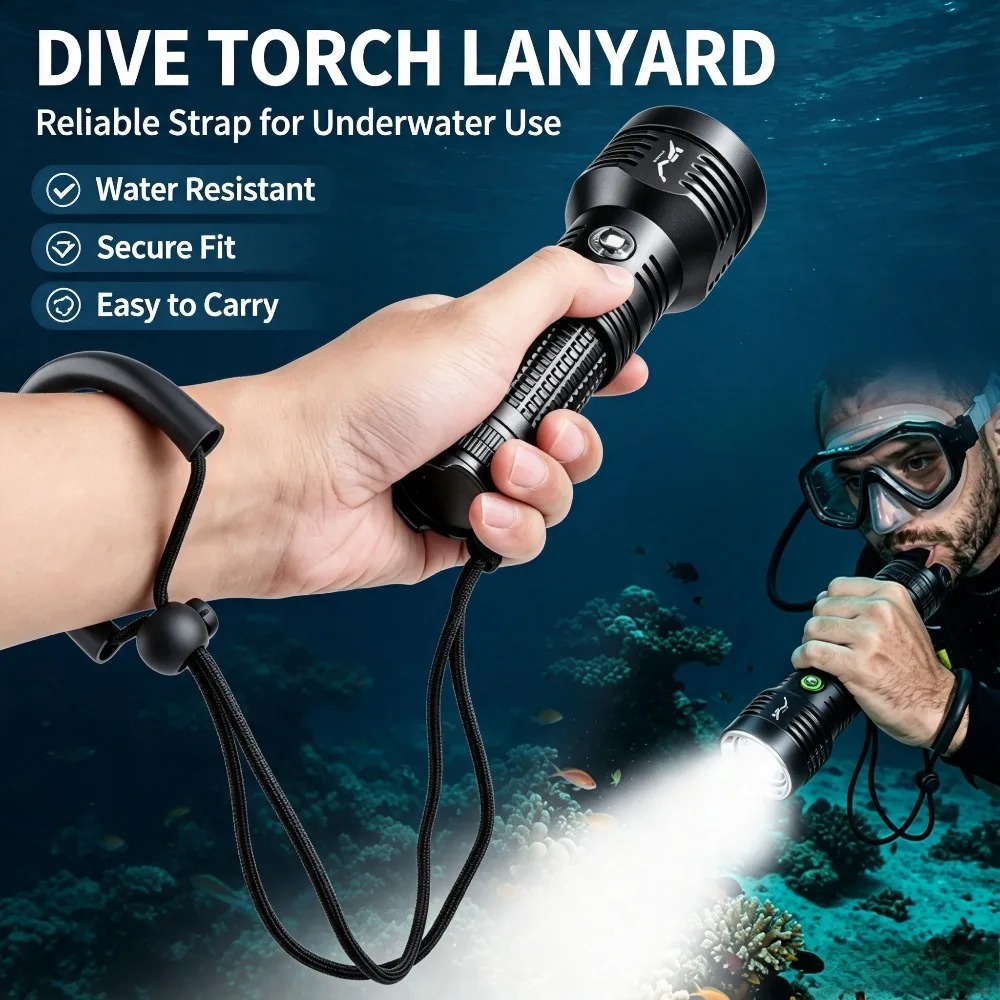 High Power XHP70 Diving Flashlight Fixed Focus Super Bright Lamp Land Water Dual Use Underwater Work Torch for Diving Adventure