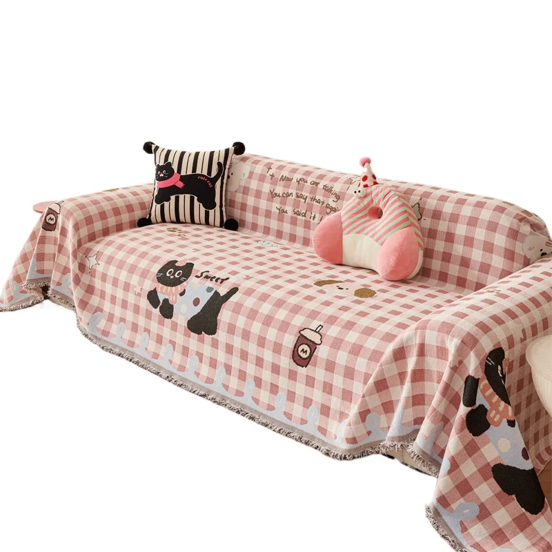 

Чехол для дивана Chenier кремового цвета с допамином, универсальное полотенце для дивана, полное покрытие, нескользящий чехол с защитой от кошачьих царапин