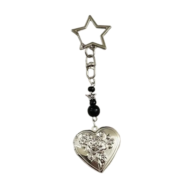 Elegant Heart Shaped Keyring Creative Metal Photo Frame Bag Pendant Stylish Keychain Camera Accessory for Women Dropship