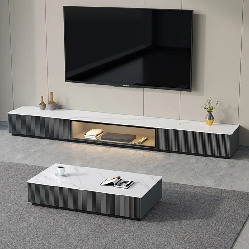 Light Luxury Slate TV Stands Nordic Living Room Furniture Modern Home TV Cabinet Creative Small Apartment Glass Display Cabinet