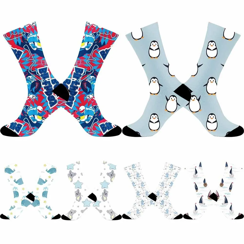 Cute Penguin Pattern Sports Cycling Socks, unisex, durable, suitable for outdoor sports enthusiasts and more people