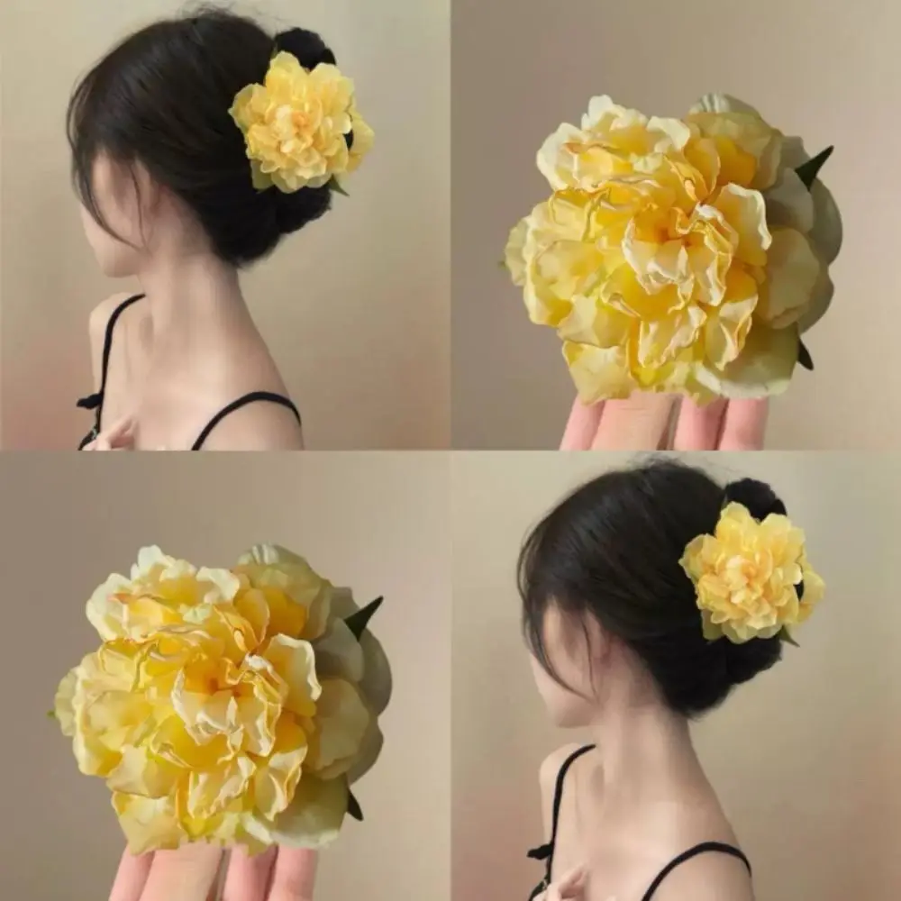 

Fashion Large Peony Flower Hair Clip Simulated Flower Holiday Style Hair Claw Hair Accessories Beach Vacation