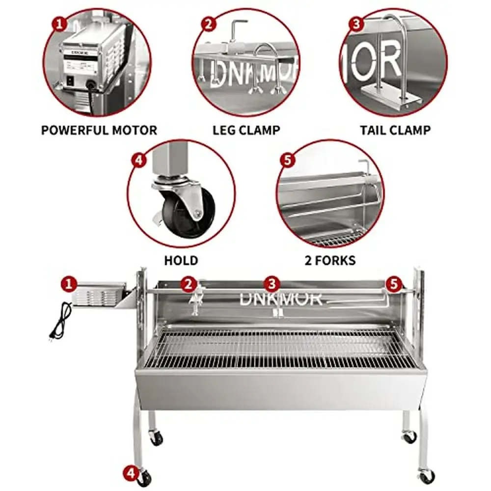 Stainless Steel Charcoal Spit Roaster 62