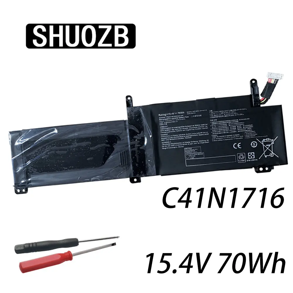 SHUOZB 15.4V C41N1716 Laptop Battery For ASUS ROG Strix GL703GM S7BS8750 S7BS GL703GM-DS74 4ICP4/59/134 GL703GM-71200T E5011T