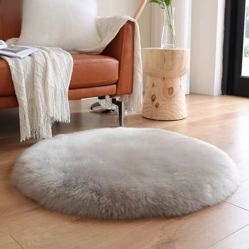 Pure wool carpet, living room sofa cushion, sheepskin fur integrated round bedroom bedside blanket
