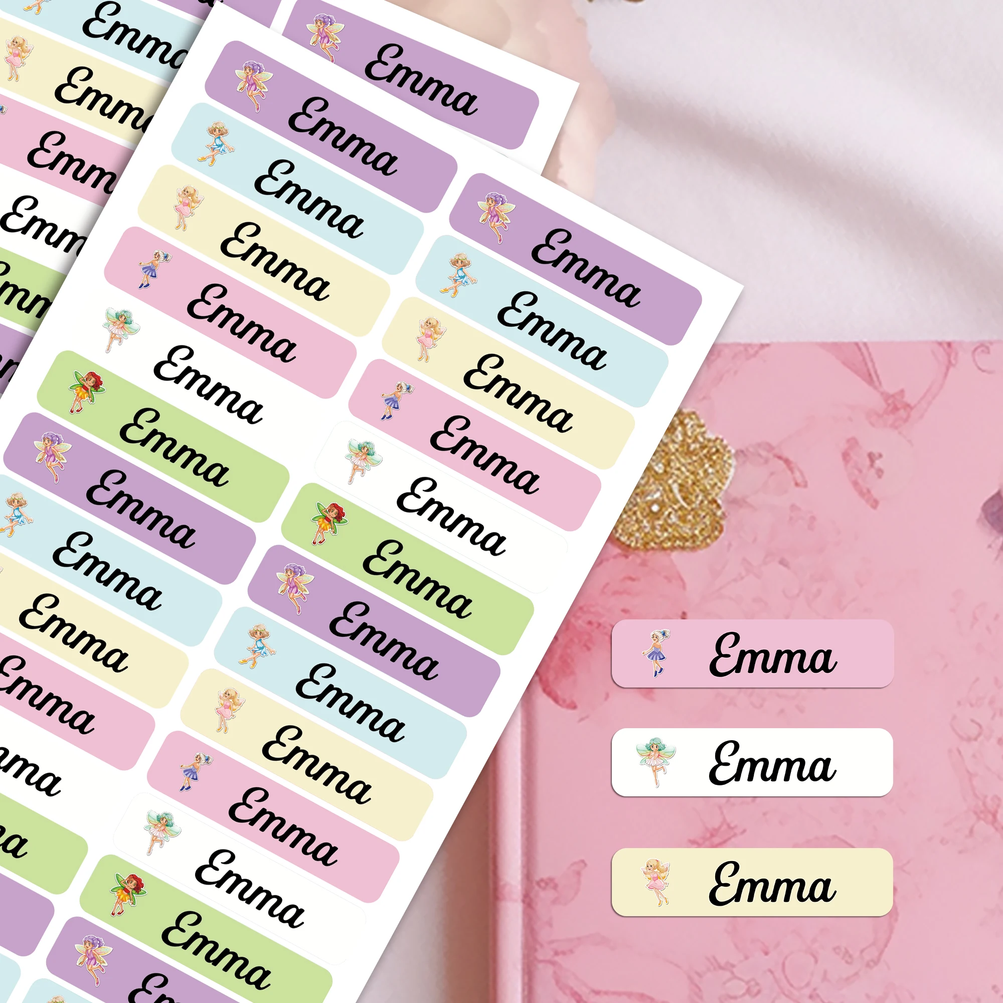 42/84pcs fairy Custom Name Stickers Customized Tag Custom Label Textbook Stickers For Office Supplies, Water Bottle Stickers