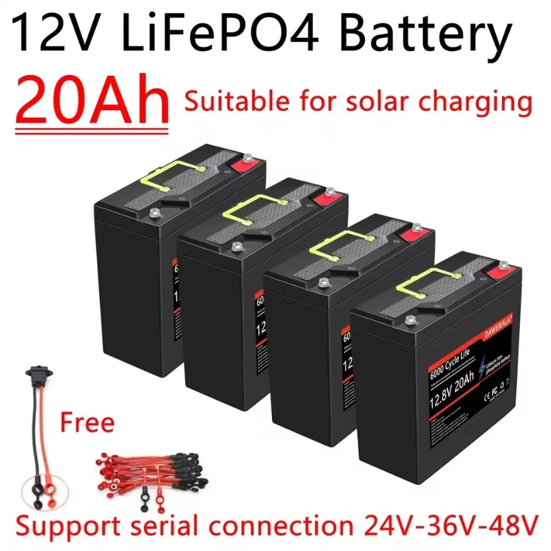 

Аккумулятор LiFePO4 12В 20Ач, перезаряжаемая литий-ионная фосфатная батарея для детских самокатов, RV, электромотоциклов 24В, 36В, 48В
