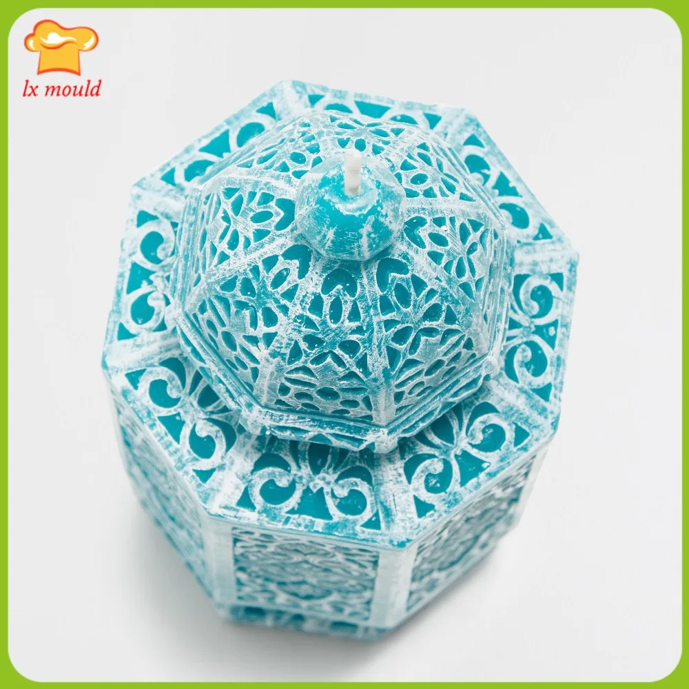 Large Geometric Candle Mold Silicone Lace Pattern Tapered Candle Home Religious Decoration Mould