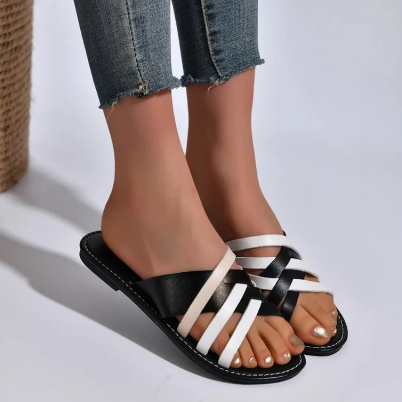 2024 Sandals Women Flats Casual Slippers Summer Shoes New Fashion Dress Flip Flops Beach Bohemian Shoes Femme Home Slides