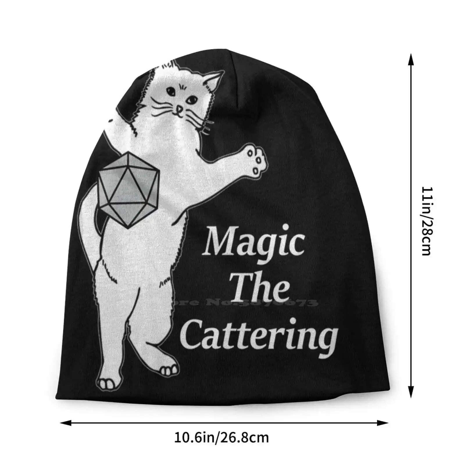 Magic The Cattering 2-White / Black Knitted Hat Warm Beanie Outdoor Caps Ajani Cat Cats Creature Deck Dice D20 Feline Game