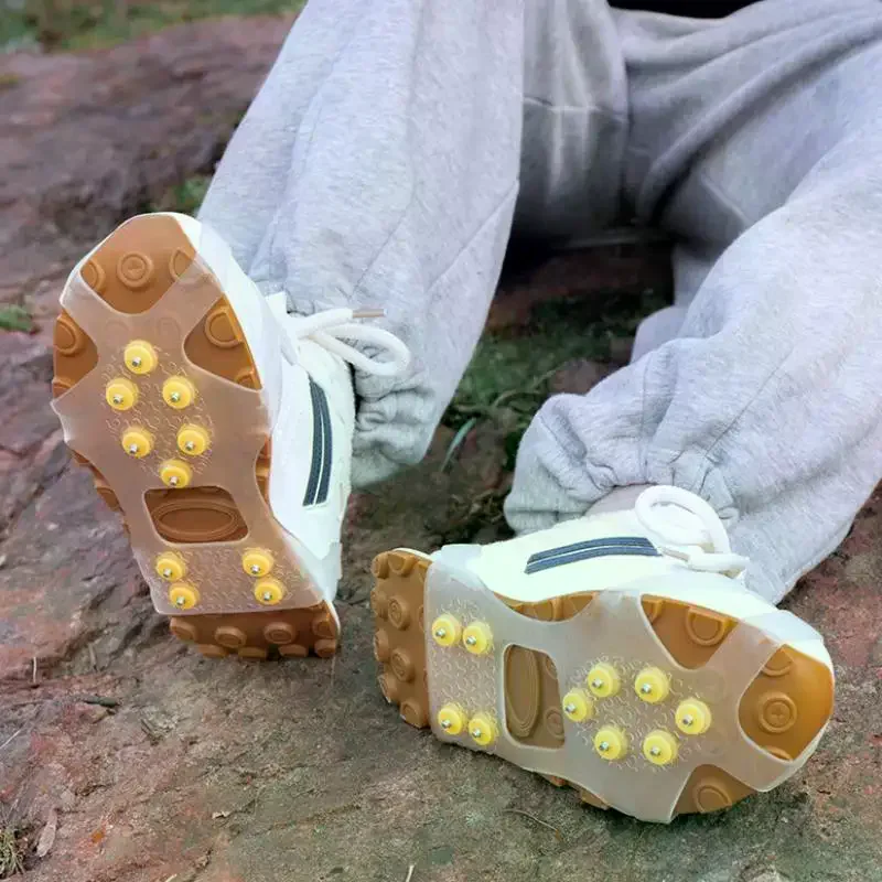 10 Studs Snow Ice Claw Anti-Skid Snow Ice Thermo Plastic Elastomer Climbing Shoes Spikes Grips Cleats Over Shoes Covers Crampons