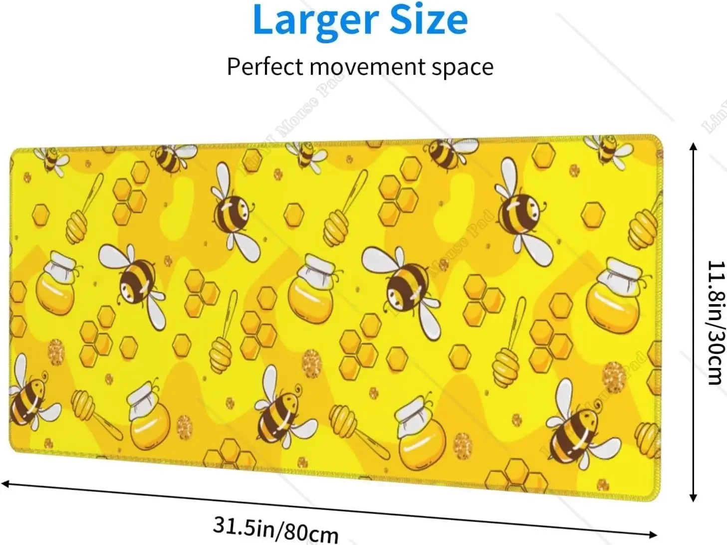 Imagem -03 - Cute Bee Yellow Mouse Pad Grande Gaming Mousepad Tapete de Mesa de Teclado xl com Base de Borracha Antiderrapante para Escritório 315 x 12