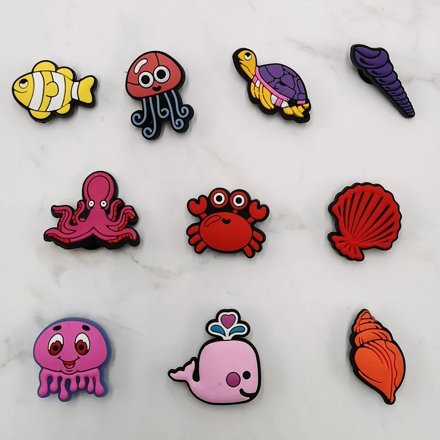 1Pcs Fantasy Marine Life PVC Shoe Charms Whale Jellyfish Squid Turtle Designer Clogs Pins Shoes Accessories Decorations