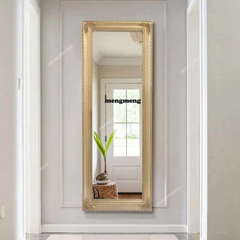 European full-body wall-mounted dressing mirror, French classical carved floor mirror, cloakroom fitting mirrora139
