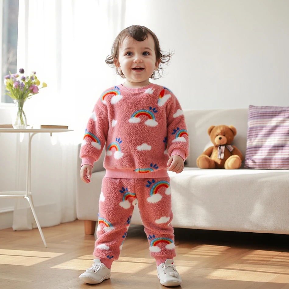 

Warm Long Sleeve Winter Cute Baby Girls Clothing Sets Tops + Trousers 2Pcs Princess